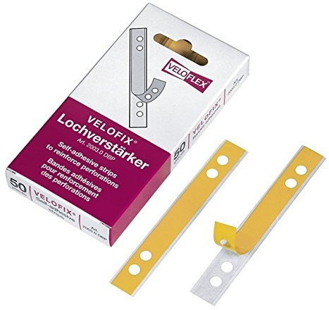 Veloflex 2003000 VELOFIX® Lochverstärker (DBP), 105 x 15 mm, Lochung 60 + 80 mm, selbstklebend (200 Stück)