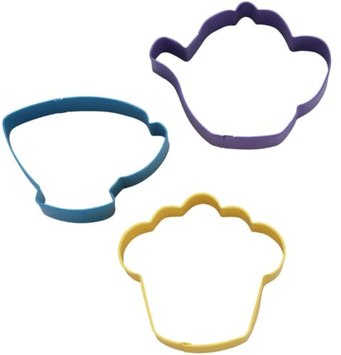 Wilton Cookie Cutter Tea Party, 3-Teilig: Keksausstecher Teeparty, Aluminium Ausstechformen: Teetasse, Teekanne und Cupcake, Küchenbacken, DIY - Set/3