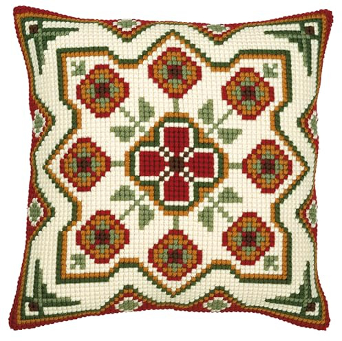 VERVACO Kit Cuscino Punto Croce Geometrico Set Ricamo Principianti Cuscini Gobelin Decorativi ca. 40 x 40 cm Accessori per Lavoretti Creativi DIY Casa Decor Hobby Adulti Cross Stitch