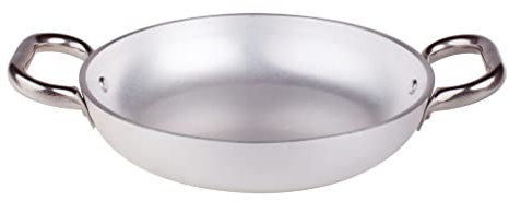 Pentole Agnelli Linea Alluminio 5 mm Tegame Radiante con Due Maniglie Inox, Argento, 24 cm