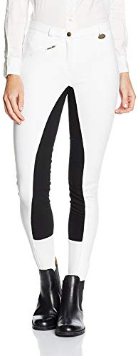 HKM Pantalon d'équitation enfant Basic très Besatz, Blanc - Blanc/Noir, Femme 34