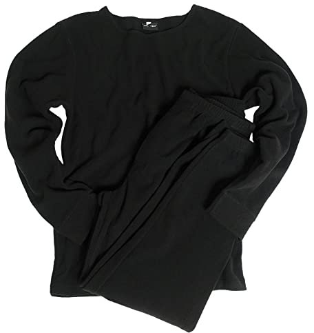 Mil-Tec Thermofleece Unterwäsche Set • Thermounterwäsche Herren • Lange Unterhose + Longsleeve Herren • Thermounterhemd + Thermohose • Outdoor Unterwäsche Männer • Funktionsunterwäsche • Schwarz, S