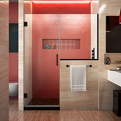 DreamLine Unidoor Plus 60 - 60 1/2 inch W x 72 inch H Frameless Hinged Shower Door with 36 inch Half Panel in Matte Black