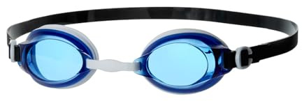 Speedo Unisex Jet V2 Swimming Goggles | Anti-Fog, Navy/White/Blue, One Size