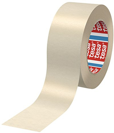 tesa® 4317 - 36 Rollen (Gewerbliches Gebinde), Flachgekrepptes Papierabdeckband für Lackierarbeiten mit anschließender Trocknung bis 80°C, 50m x 50mm