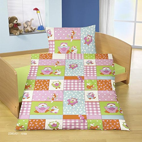 Bierbaum Baby Bettwäsche Biber Flanell Eule rosa 2380 40/60 100/135 neu