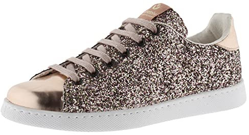 Victoria Basket Basse Tenis Paillettes & Détails Métallisés & Lacets Assortis 112558 pour Femme Rosa 40
