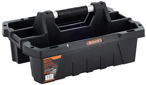 Tactix 320202 Plastic Tote Tray, 49.6cm, Black/Orange