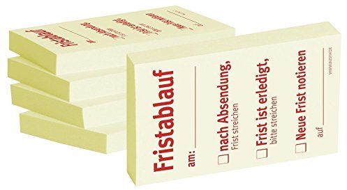 BIZSTIX 1301010152 Haftnotizen Fristablauf am gelb, 5 Stk.