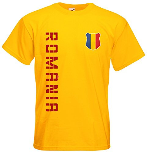 Rumänien Romania T-Shirt Name Nummer Fanshirt Trikot EM-2021 Gelb XXL
