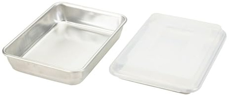 Nordic Ware Naturals 3 Piece Baking Pan Set, Natural Aluminium Baking Sheet with Superior Heat Conductivity, Premium Bakeware Made in The USA, Silver