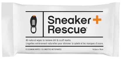 SneakerRescue All-Natural Cleaning Wipes. Remove Dirt, Grass Stains & Mud from Any Type of Athletic Shoe: Tennis shoes, Golf shoes & Leather or Suede Sneakers. Re-sealable Pack of 15 Wipes.