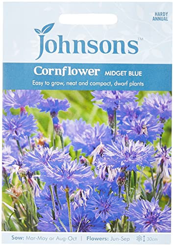 Johnsons 23516 Flower Seeds, Cornflower Midget Blue, Dwarf