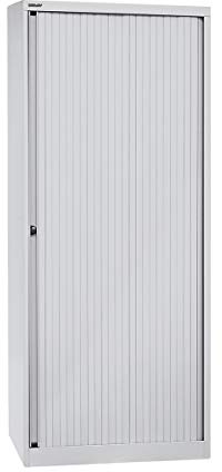 Bisley Armario Euro Tambour de persianas, 4 estantes, 5 Oh, B 800 mm, Metal, lg645 persiana, Cuerpo Luz Gris, 43 x 80 x 198 cm