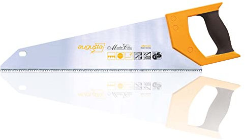 Sierra de zorro Augusta-Heckenrose 450 mm - sierra de mano especial con empuñadura blanda de 2 componentes - para trabajar encimeras, tableros aglomerados, madera de construcción y PVC