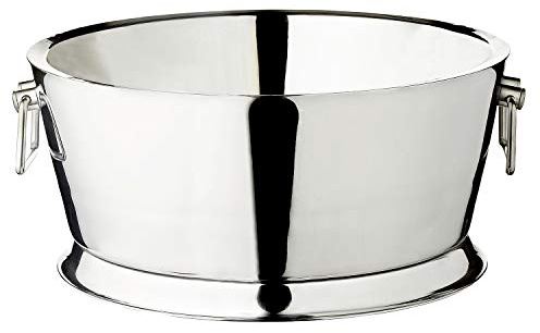 EDZARD Champanera Samu (Ø 48 cm, H 25 cm), acero inoxidable doble pared, martillado, con asas – enfriador de champán grande, enfriador de cava, enfriador de vino