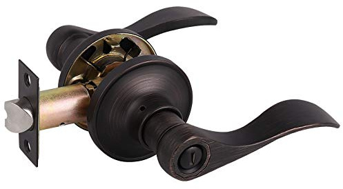 Gobrico Oil Rubbed Bronze Privacy Door Lever for Bathroom Bedroom Keyless Door Lockset Universal Handle,1Pack
