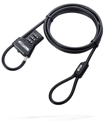 BBB Cycling Fahrradkombinationsschloss 3-stellige Nummer Code Stahlkette Sicherheit Diebstahlsicherung Urban Road Bike MTB MicroLoop BBL-51, Schwarz