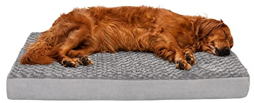 Furhaven XL Orthopedic Dog Bed Ultra Plush Faux Fur & Suede Mattress w/Removable Washable Cover - Gray, Jumbo (X-Large)