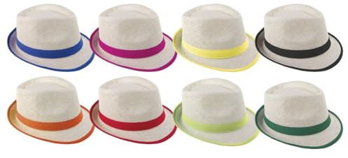 PTIT CLOWN - 14627 - Chapeau de Paille Borsalino Adulte - Accessoire Déguisement Carnaval, Cosplay, Fête Costumée, Soirée Déguisée, EVG, EVJF - Couleur Aléatoire