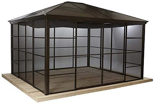 Sojag Aluminium Pavillon Castel 1012 | Hardtop Pavillon inkl. Zubehör | Bronze | 362x298x283 cm
