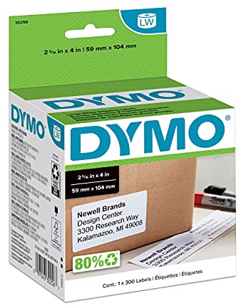 DYMO Authentic LW Large Shipping Labels, for LabelWriter Label Printers, Prints Up to 6-Line Addresses, 2-5/16 x 4, 1 Roll of 300