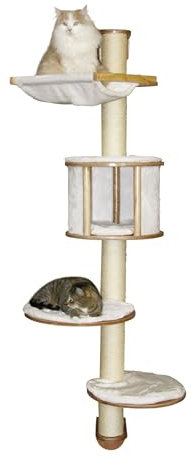 Kerbl Pet Wandkratzbaum Dolomit, Katzenbaum, weiß, 168cm, Holz, Plüsch, Sisal, Katzen, abnehmbares und gepolstertes Kissen