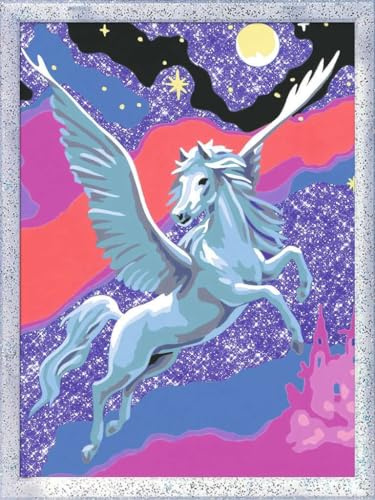 Ravensburger CreArt 28641 - Stolzer Pegasus - målning av nummerhäst för barn från 7 år och uppåt, målningsset med ram, pensel och akrylfärger, present till flickor och pojkar, med glitter