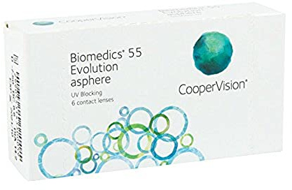 Biomedics 55 Uv Evolution - Lentes de contacto esféricas mensuales (R 8.8 / D 14.2/2.25 Diop), Pack de 6 uds.
