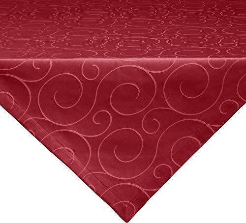 Erwin Müller Mitteldecke, Tischdecke Oberhausen, Jacquard Ranken Rubin Größe 80x80 cm - pflegeleicht, bügelleicht, mit Kuvertsaum