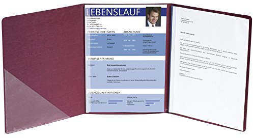 Exacompta 49408B Bewerbungsmappe PERFECTION in Leinen Optik. Aus starkem Colorspan-Karton 3-teilig mit 2 Klemmschienen und Innentasche für DIN A4 bordeaux