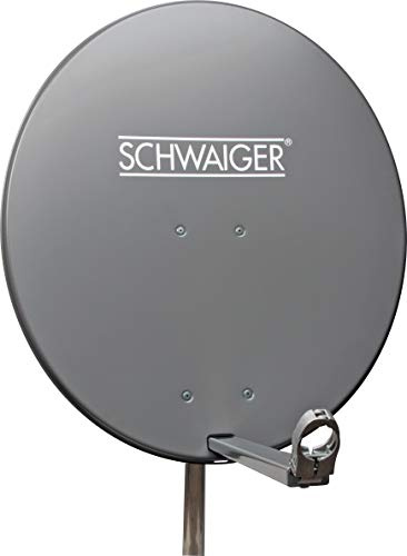 SCHWAIGER -SPI800.1- Parabolantenn | 80 cm | Satellitantenn | med LNB-stödarm och mastfäste | integrerad kabelstyrning | Parabolantenn i aluminium | 75 x 85 cm | antracit