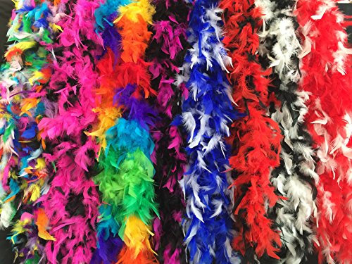 KarnevalsTeufel.de Federboa bunt oder zweifarbig aus 6 verschiedenen Farbvariationen wählbar Länge ca. 1,80m Ideal für Fasching kuschelig farbig (Regenbogen)