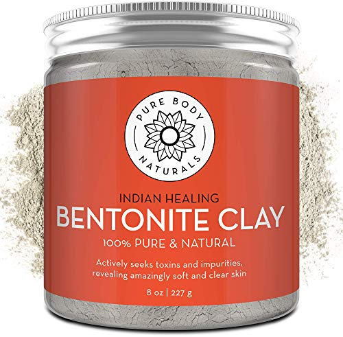 Pure Body Naturals Bentonite Indian Healing Clay - 16 Oz - 100% Pure Sodium Bentonite - Therapeutic Grade - Face Skin Care, Deep Skin Pore Cleansing, Detoxifying, Revitalization
