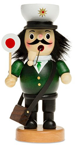 Sikora Räuchermännchen aus Holz Verschiedene Motive Räucherfigur Deko Weihnachtsfigur - RM-B, Farbe/Modell:B12 grün - Polizist, Höhe in cm:Höhe ca. 16 cm