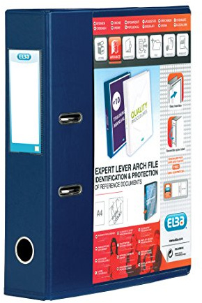 Elba A4 Lever Arch File, 70mm spine, Presentation Folder with Customisable Cover, Portrait, Blue (Single)