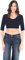 Womens Halftee Crop Top, 3 / 4 Sleeve, Cream, Black, X - Large