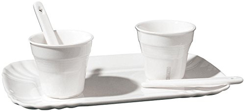 Set: 2 Bicchierino Caffe'+2 Palettine+1 Vassoio Cm.13X20 in Porcellana