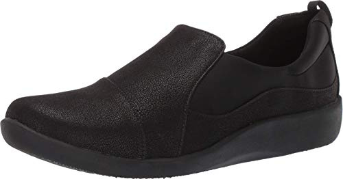 Clarks womens Sillian Paz Slip On Loafer, Black Synthetic Nubuck, 7.5 US