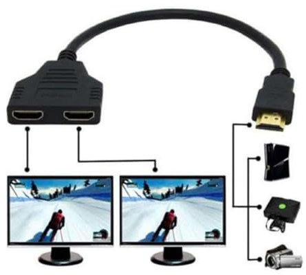 chenyang One HDMI Male to Dual HDMI Female Y Splitter Switch Extension Adapter Cable for for PC HDTV Laptop 1080P