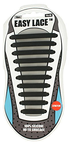 Easy Lace, Flat - Carded Unisex-Adult, Silicone Laces - Black (Black 210), One size