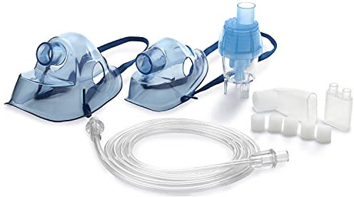 Omnibus Maschera Inalatore per Bambini e Adulti Nebulizzatore Tubo d'aria Boccaglio Filtro Blu