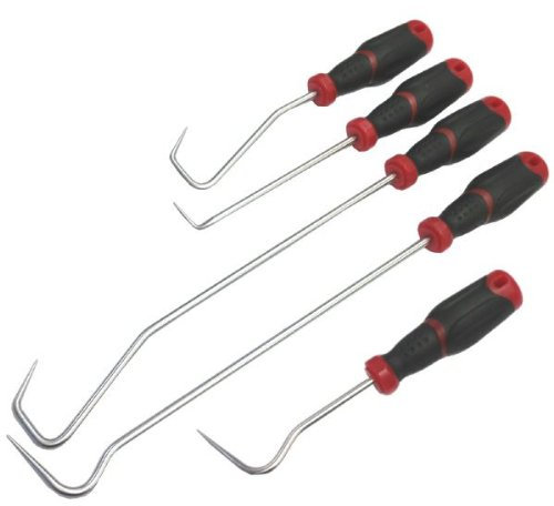 Neilsen CT3310-5pc Hook and Pick Set | 200-420mm Long | Carbon Steel | Mirror Polished | Double Colour Handle | Ideal for Automotive and Workshop Applications