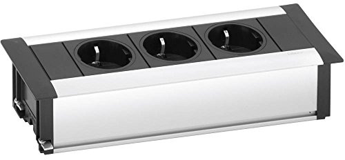Skulder 1596 1000 0900 installation uttaglist EVOline Frame-Dock 3 x skoluttag alu, 230 V