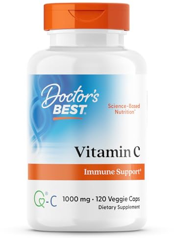 Doctor's Best Vitamin C 1000mg Supplement for Men & Women - Vegan Vitamin C Capsules as Q-C Ascorbic Acid, Immune Health Support for Adults, Non GMO, Gluten Free, Soy Free - 120 Veg Caps