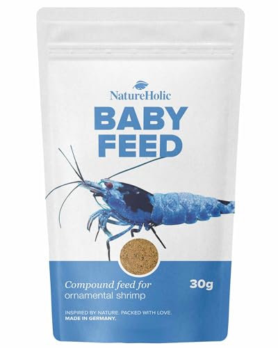 NatureHolic - Babyfeed Aufzuchtgarnelenfutter - Aufzucht Futter für Babygarnelen I Made in Germany I für gesundes Wachstum I Frei von Fischmehl und minderwertigen Tiermehlen