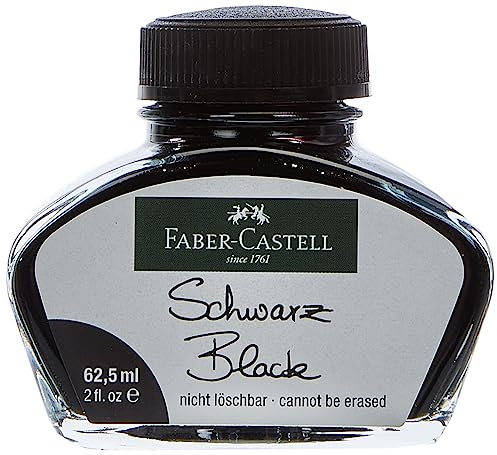 FABER-CASTELL 148700 - Tintenglas für Schreibgeräte mit Konverter, brilliantschwarz, 62,5 mm, 1 Stück