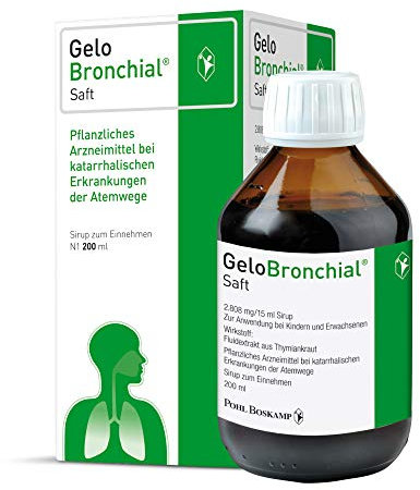 GeloBronchial Saft, 200ml - Starke Schleimlösung und Hustenlöser, pflanzliche Hustensaft für Kinder ab 4 Jahren mit angenehmen Geschmack, nach Anbruch 12 Monate haltbar