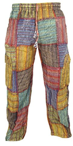 Little Kathamandu Cotton Patchwork Summer Casual Elastic Drawstring Trousers, Multicoloured, L