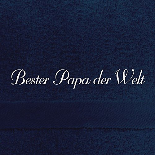 digital print Badehandtuch mit Namen Bester Papa der Welt Bestickt, 70x140 cm, dunkelblau, extra Flauschige 550 g/qm Baumwolle (100%), Handtuch mit Namen besticken, Badetuch mit Bestickung